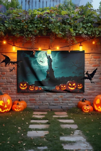 Özgürlük Heykeli Halloween Duvar Halısı ürün görseli 1