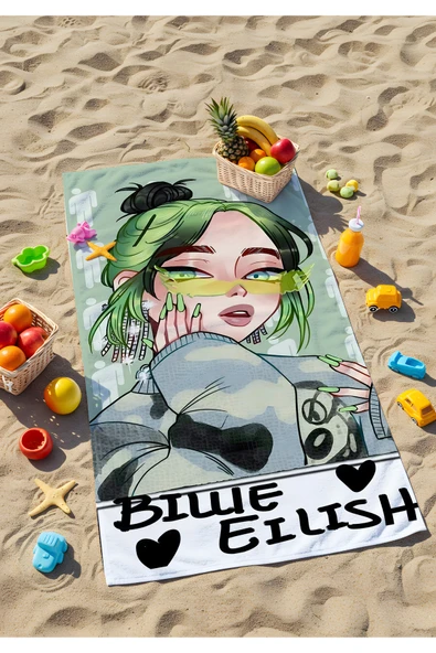 Billie Eilish Plaj Havlusu – Tarzını Plaja Taşı ürün görseli 1