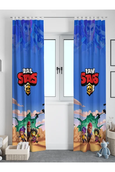 Brawl Stars Çocuk / Bebek Odası Perdesi (TEK KANAT) Kornişli ürün görseli 1