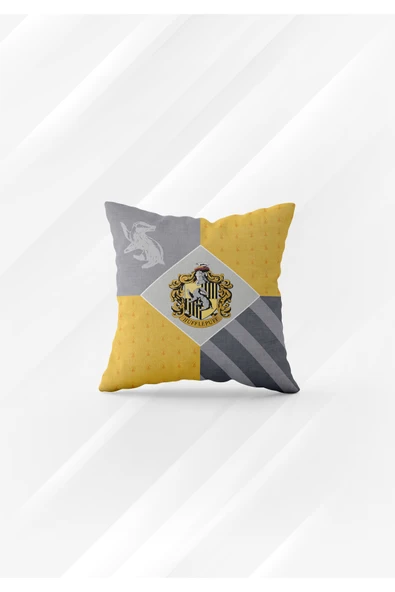 Harry Potter Hufflepuff Temalı Kırlent Kılıfı - 40x40 cm Hediyelik ürün görseli 1