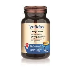 Validus Omega 3-6-9 Softgel Fish Oil 1300 mg + Flax Seed Oil 1300 mg + Borage Oil 1300 mg 50 Softgel ürün görseli 1