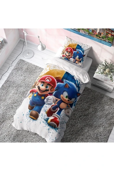 Sonic Mario Nevresim Takımı (Çarşafsız) ürün görseli 1