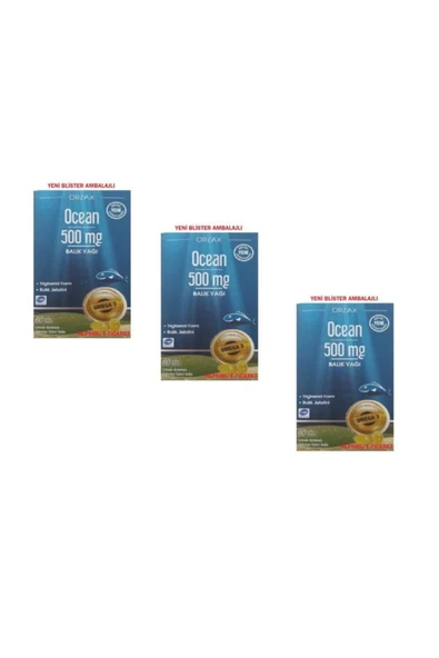 Ocean 500 Mg Omega-3 60 Kapsül Yeni Ambalaj Balık Yağı 3 Adet Skt:02/23 ürün görseli 1