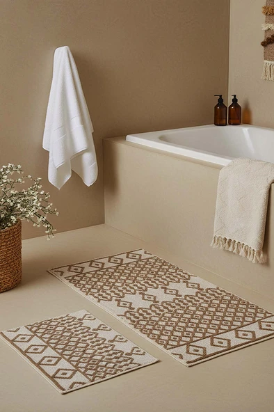Etnik Desen 2’li Banyo & Klozet Paspas Takımı ürün görseli 1