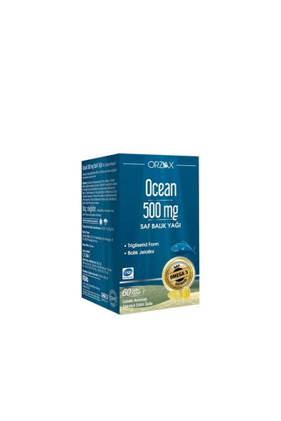 Ocean Omega-3 Balık Yağı 500 mg 60 Kapsül Saf Balık Yağı İçeren Takviye Edici Gıda. ürün görseli 1