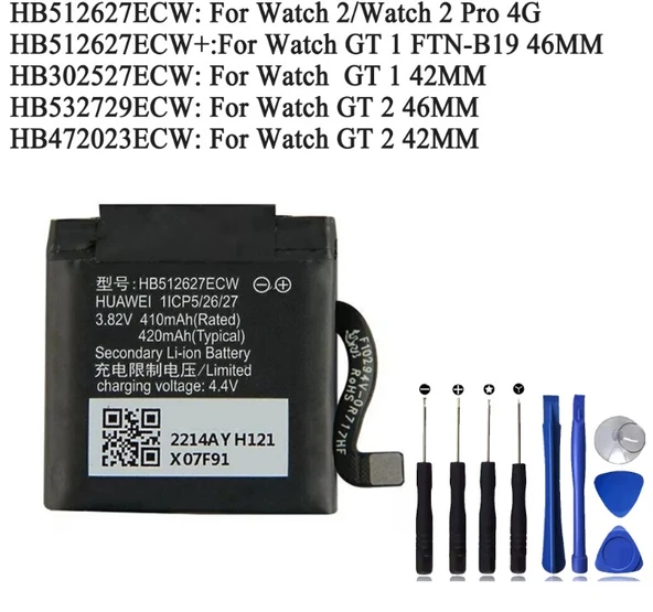 Huawei Watch  GT1 46 mm-GT1 42MM - GT2 46MM - GT2 42 MM - Watch1-Watch2 pro Uyumlu akıllı saat bataryası pili+ tamir set ürün görseli 1