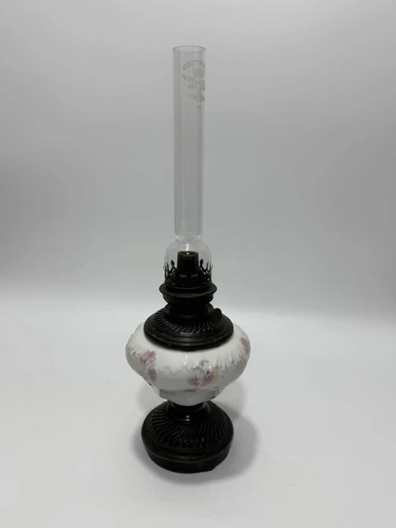 Antika Porselen Gaz Lambası 48cm - Resim 4