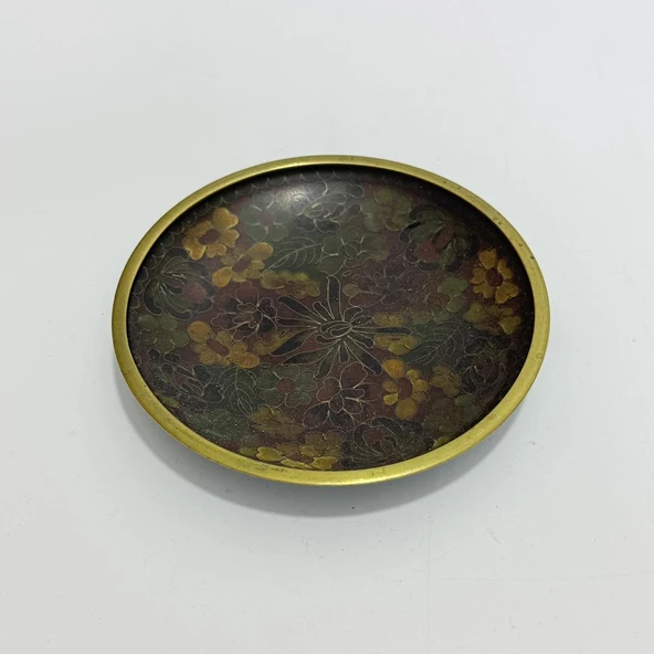 Antika Cloisonne Fincan Tabağı 10cm - Resim 2