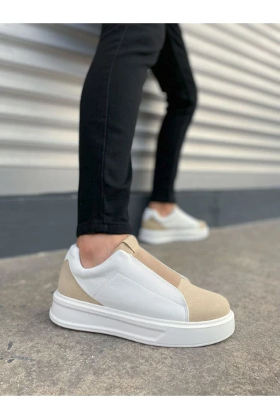 JY007 Alba Bağcıksız Süet Cilt Erkek Günlük Sneaker Ayakkabı SCBT Bej/Beyaz ürün görseli 1
