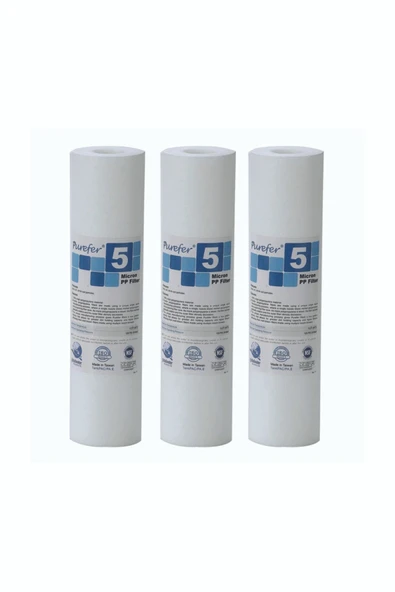 AQUA BELLA Purefer Açık Kasa Su Arıtma Cihazlarına Uygun 10 Inç 5 Micron Sediment Filtre 3 Adet ürün görseli 1