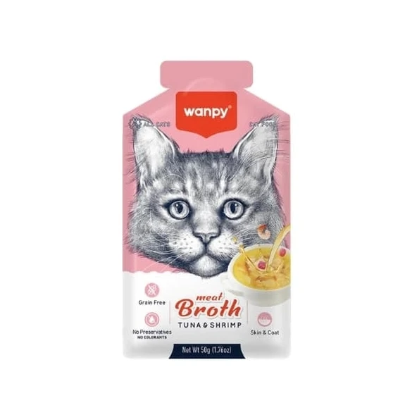 Wanpy Ton Balıklı ve Karidesli Tahılsız Kedi Çorbası 50 Gr ürün görseli 1