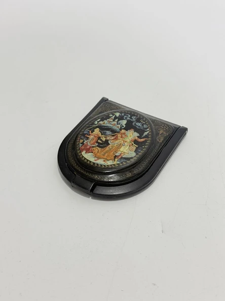 Antika Rus Lake Kapaklı Ayna 7,5x6,5cm ürün görseli 1