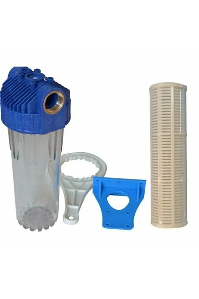 AQUA BELLA Daire Girişi Su Arıtma Filtre Kabı 10 Inch ,1 Inch In Out Şeffaf ürün görseli 1