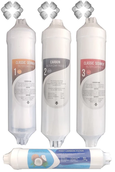 AQUA BELLA Kapalı Kasa 12 Inç Su Arıtma Cihazı Filtresi Inline 4 Aşamalı Set ürün görseli 1
