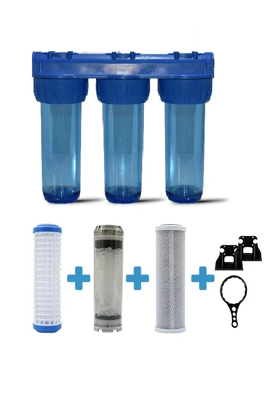 AQUA BELLA Üçlü Su Filtresi Daire Ve Bina Girişi Için Üçlü Set Arıtma Sistemi ürün görseli 1