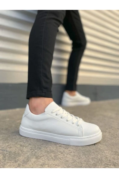 JY122 Mode Bağcıklı Cilt Erkek Günlük Sneaker Ayakkabı CBT Beyaz ürün görseli 1