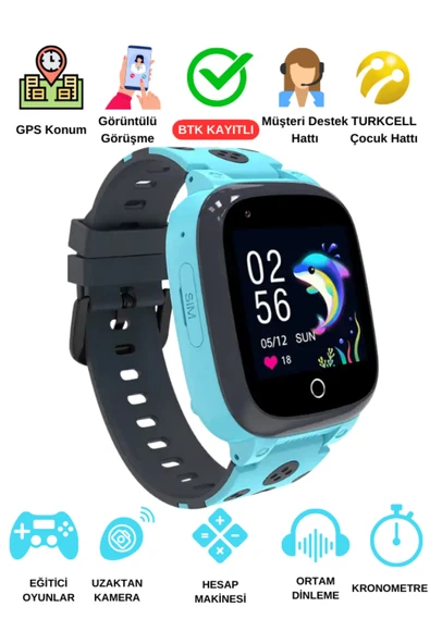 JETZU 4G Görüntülü Konuşma Özellikli Ve Gps Konum Takipli Akıllı Çocuk Saati (BTK KAYITLI-YERLİ ÜRETİM) ürün görseli 1
