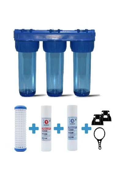 AQUA BELLA Daire Bina Sayaç Girişi 10" Inc 3 Aşama Su Arıtma Cihazı (TORTU , ÇAMUR ÖNLEYİCİ YUMUŞATMA SİSTEMİ) ürün görseli 1