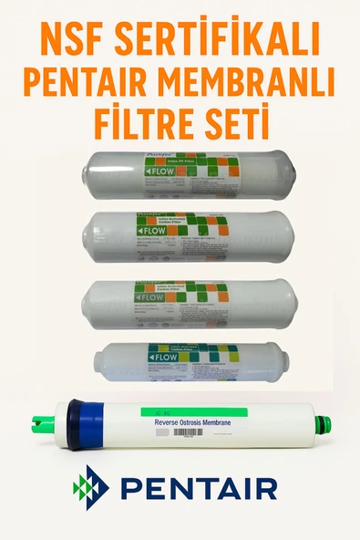AQUA BELLA Purefer Su Arıtma Filtresi 5'li Pentair Membranlı USA Filtre Seti ürün görseli 1