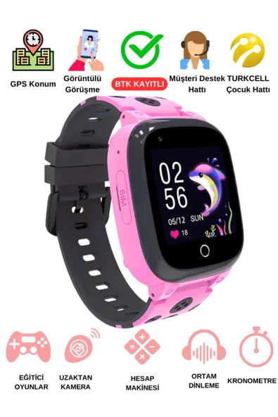 JETZU Uz 4g Görüntülü Konuşma Özellikli Gps Konum Takipli Akıllı Çocuk Saati Btk Kayıtlıyerli Üretim ürün görseli 1