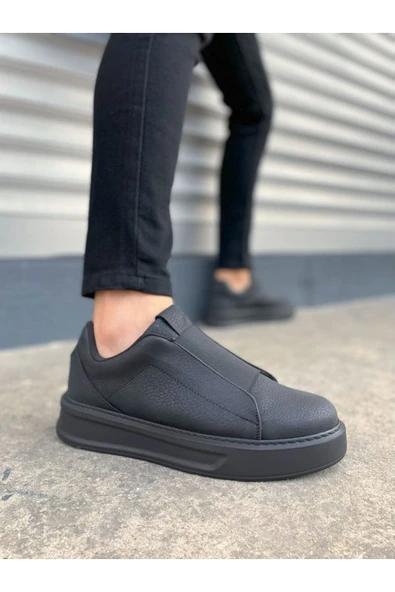 JY007 Alba Bağcıksız Cilt Erkek Günlük Sneaker Ayakkabı CST Siyah ürün görseli 1