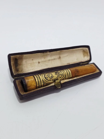 Antika Kehribar Altın Sigara Ağızlığı 7,5cm 10,30 Gram 047 ürün görseli 1