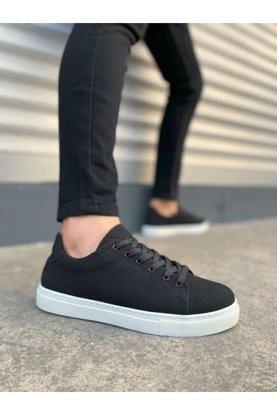 JY122 Mode Bağcıklı Süet Erkek Günlük Sneaker Ayakkabı SBT - Siyah ürün görseli 1