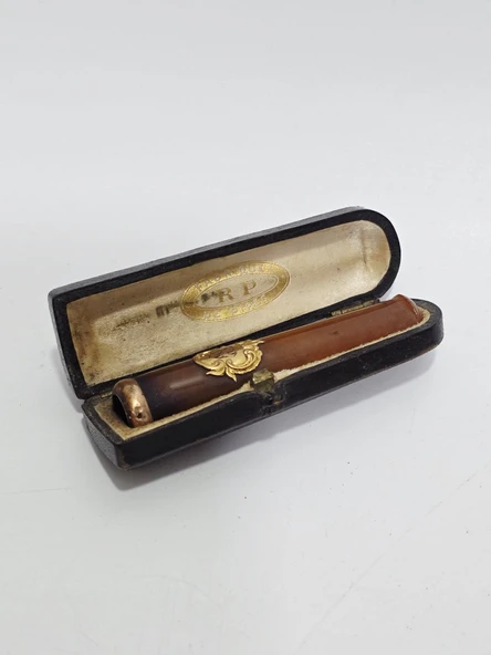 Antika Kehribar Altın Sigara Ağızlığı 6,5cm 6,6 Gram 059 ürün görseli 1