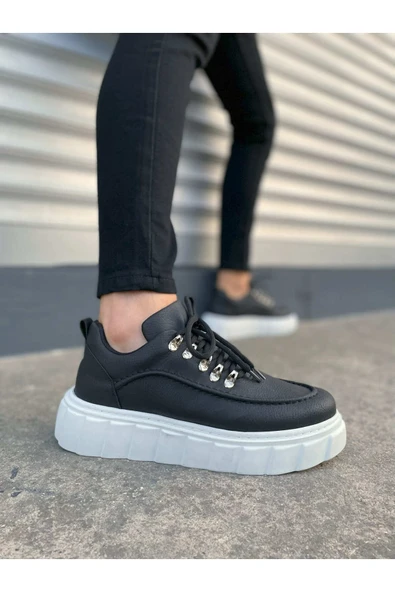 JY010 Cloud Bağcıklı Cilt Erkek Günlük Sneaker Ayakkabı CBT - Siyah ürün görseli 1