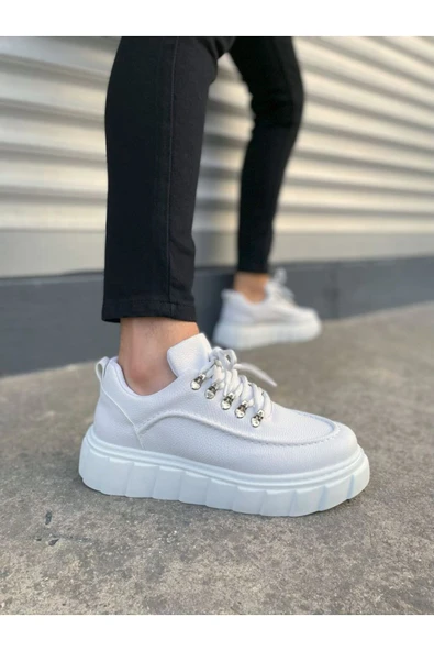 JY010 Cloud Bağcıklı Cilt Erkek Günlük Sneaker Ayakkabı CBT - Beyaz ürün görseli 1