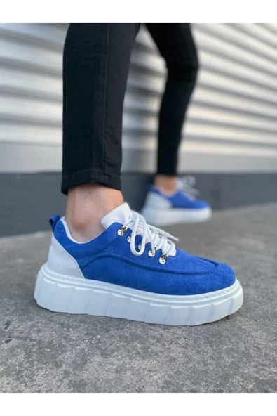 JY010 Cloud Bağcıklı Süet Erkek Günlük Sneaker Ayakkabı SBT Mavi/Beyaz ürün görseli 1