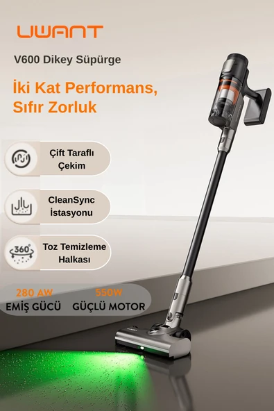 Uwant 250W Emiş Gücüne Sahip Otomatik Gri Dikey Süpürge V600 ürün görseli 1