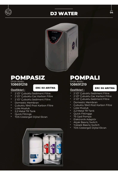AQUA BELLA Dj Water 5a Pompasız Tds Göstergeli Dijital Ekran Su Arıtma Cihazı ürün görseli 1