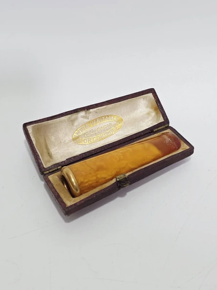Antika Kehribar Altın Sigara Ağızlığı 7cm 10,3 Gram 043 ürün görseli 1