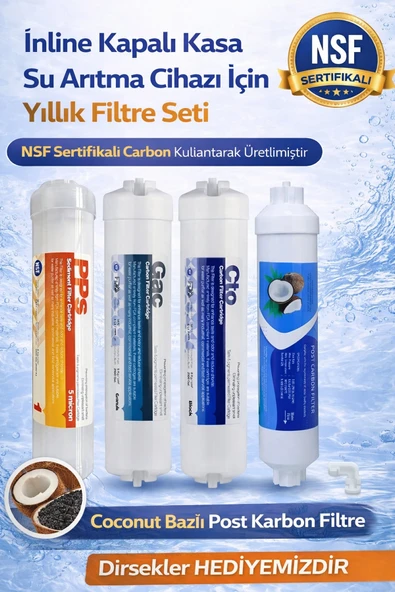 AQUA BELLA Kapalı Kasa Su Arıtma Cihazlarına Uyumlu 4'lü Inline Filtre Set ürün görseli 1