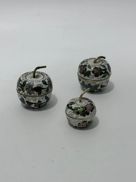 Antika Cloisonne Minyatür Kutu 3 Adet ürün görseli 1