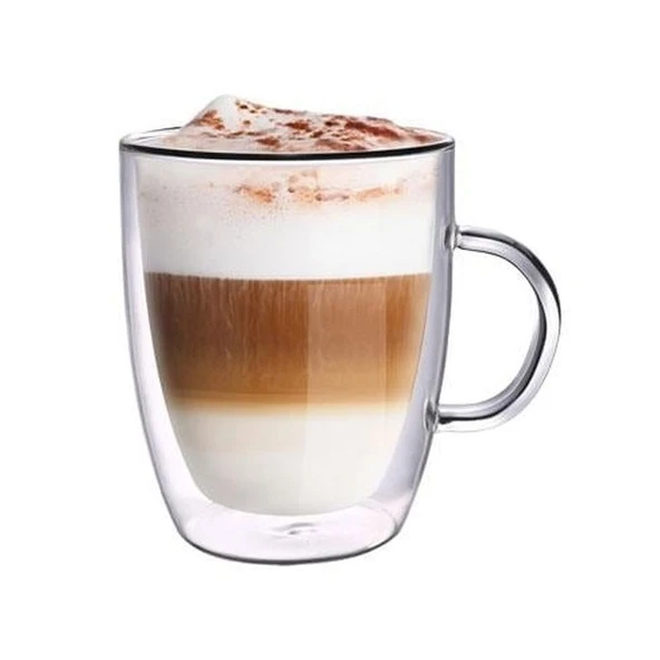 Leggno Vetro Çift Cidarlı Kulplu Latte Bardağı 2'li 400 ml LE-VTR7700DGLTH40 ürün görseli 1