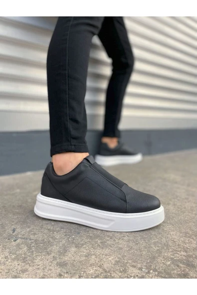 JY007 Alba Bağcıksız Cilt Erkek Günlük Sneaker Ayakkabı CBT Siyah ürün görseli 1