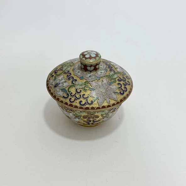 Antika Cloisonne Kapaklı Şekerlik 7x8cm ürün görseli 1