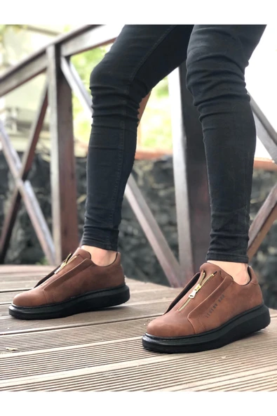 Fermuarlı Erkek Ayakkabı TABA (SİYAH TABAN) ürün görseli 1