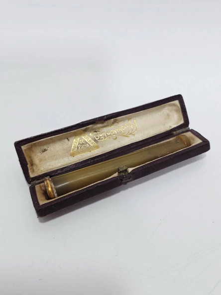 Antika Kehribar Altın Sigara Ağızlığı 7,50cm 7,5 Gram 036 ürün görseli 1