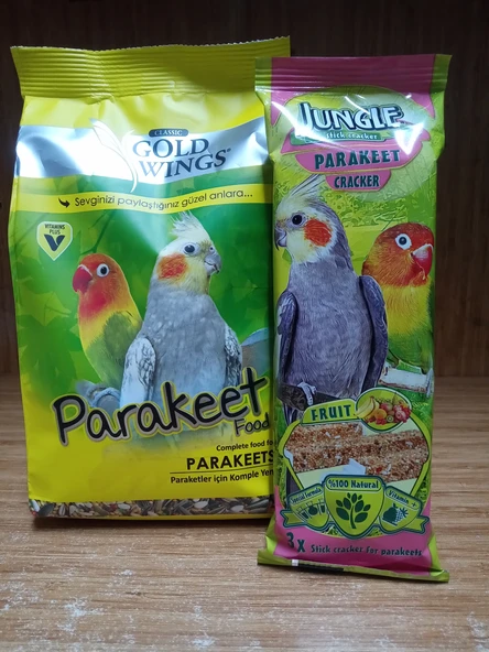 Gold Wings Classic Paraket Yemi 500 gr+1 PAKET JUNGLE MEYVELİ PARAKET KRAKER+1 ADET AYNALI SALINCAK ürün görseli 1