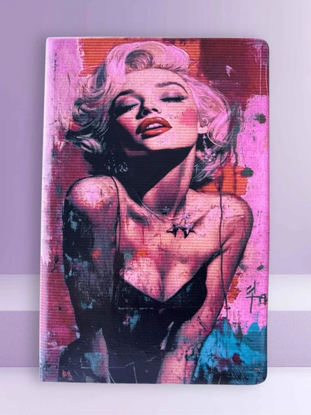 Marilyn Monroe Temalı Özel Tasarım Kapaklı Çizgili Defter – 80 Yaprak Ajanda / Günlük ürün görseli 1