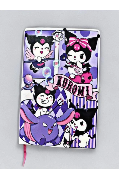 Kuromi Temalı DEFTER 13 X 21 cm KAPAKLI LASTİKLİ Çizgili defter. ürün görseli 1