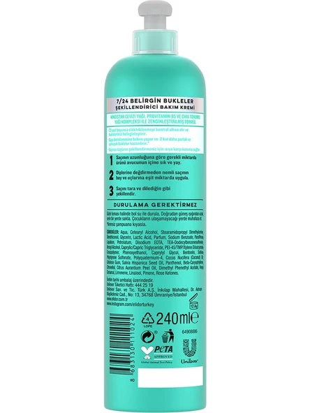 Elidor 7/24 Şekillendirici Saç Bakım Kremi Belirgin Bukleler 240 ml ürün görseli 1
