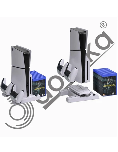 PS5 Slim / Pro Uyumlu Soğutuculu Şarj Standı + 2 Adet Silikon Kılıf + 4'lü Analog Koruyucu Set ürün görseli 1