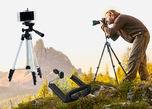 Tripod : Telefon Kamera Tutucu Ayak + Telefon Tutucu - 105Cm ürün görseli 1