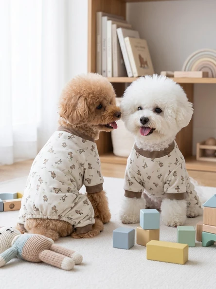 Breeds & Friends Penye Köpek Tulumu |  Desenli Köpek Pijaması | Küçük Irklar İçin ürün görseli 1