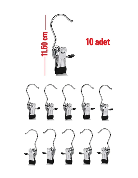 Metal Krom Kaplama Eşarp Askısı, Şal Askısı, Çok Amaçlı Askı, 10 Adet ürün görseli 1