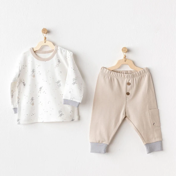 Andywawa Ac25065 Happy Everyday 2'li Bebe Takım Beige ürün görseli 1